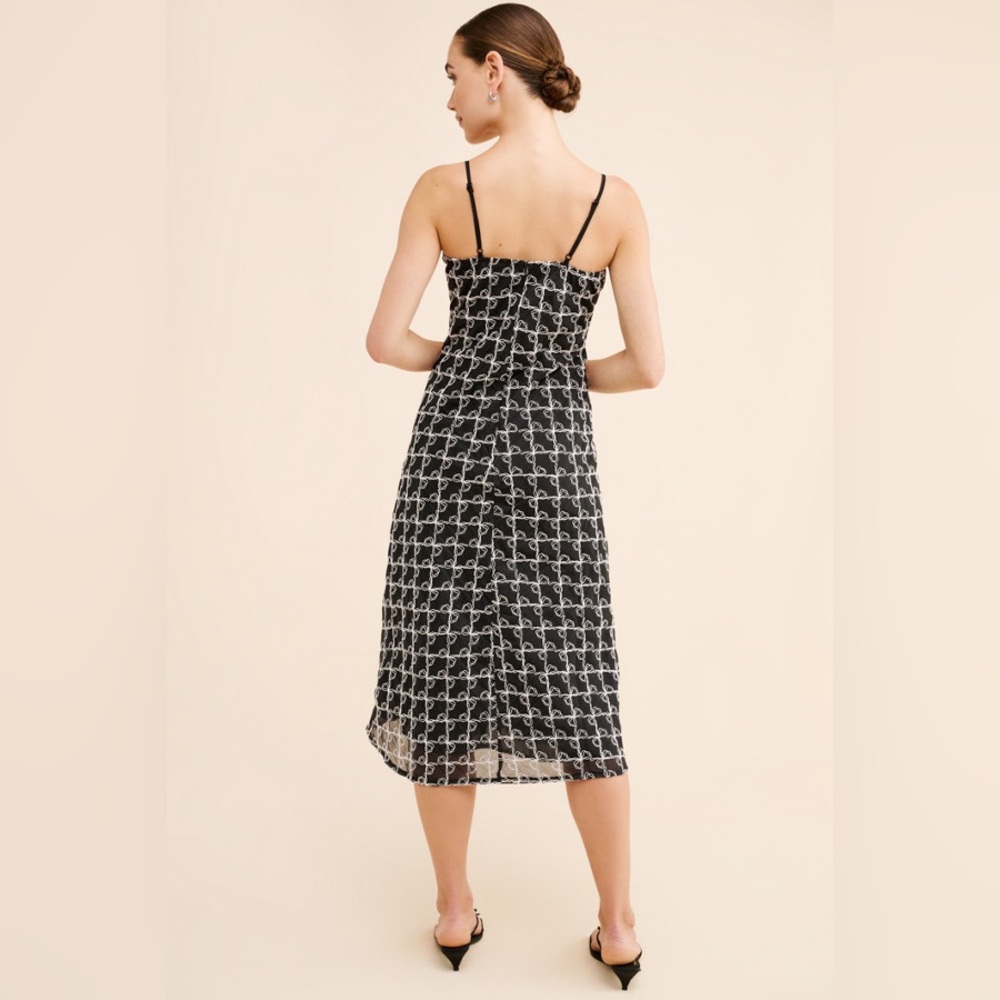 LISA SAYS GAH SOFIA BOW SHEER PARTY MIDI DRESS- SIZE M/L - Picture 2 of 6